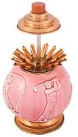 Ceramic cigarette dispenser with golf and other sporting scenes