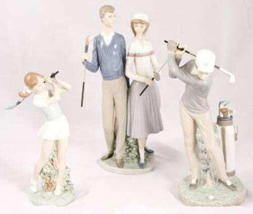 Three porcelain golfing figurines by Lladro