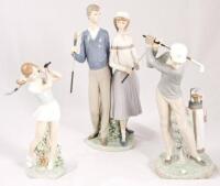 Three porcelain golfing figurines by Lladro