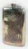 Silver-plate hip flask with embossed golfing scene