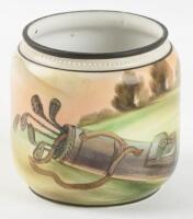 Ceramic jar with hand-painted golf theme