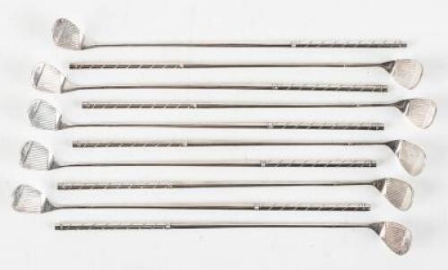 Ten silver-plate cocktail stirrers in the form of golf clubs