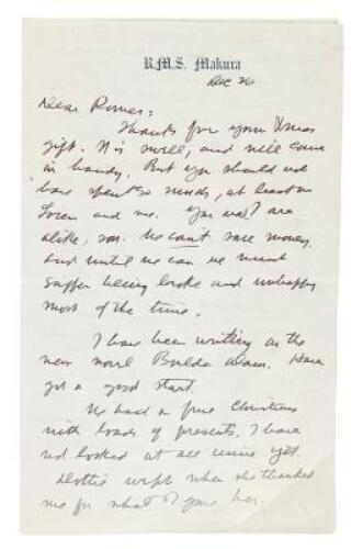 Holograph letter from Zane Grey to his son Romer