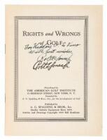 Rights and Wrongs of Golf - Inscribed by Bobby Jones