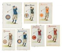 Seven Murad Cigarette Silks featuring college golfers