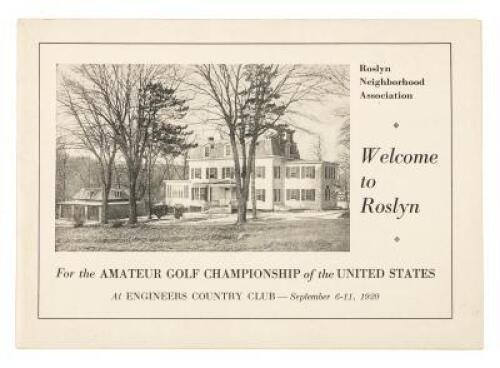 Welcome to Roslyn for the Amateur Golf Championship of the United States at Engineers Country Club, September 6-11, 1920