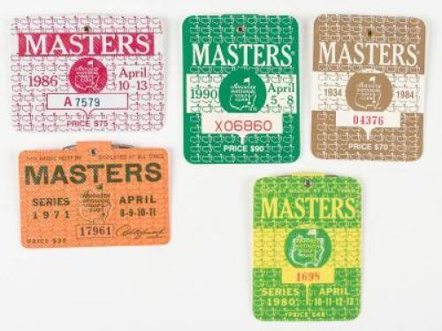 Lot of five badges from the Masters