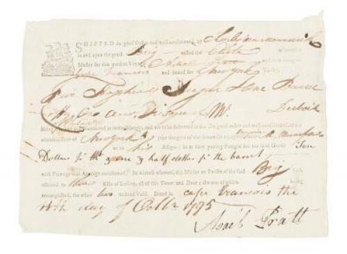 Printed Receipt, Completed in Manuscript, for Sugar and Coffee Shipped on Board the Electa Bound for New York