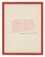 Framed quote by Albert Schweitzer - signed