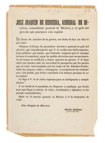 José Joaquin de Herrera, general de division, comandante general de Mexico, en gefe del ejército que guarnece esta capital.