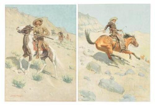 Two chromolithographed plates from paintings by Frederic Remington, issued in the portfolio "Western Types"