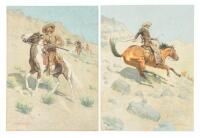 Two chromolithographed plates from paintings by Frederic Remington, issued in the portfolio "Western Types"