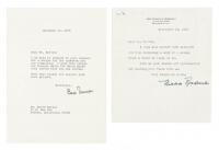 Two typed notes signed by Eleanor Roosevelt and Bess Truman