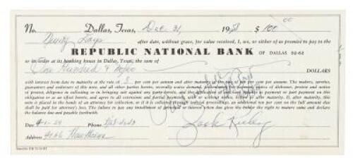 Promissory note signed by Jack Ruby