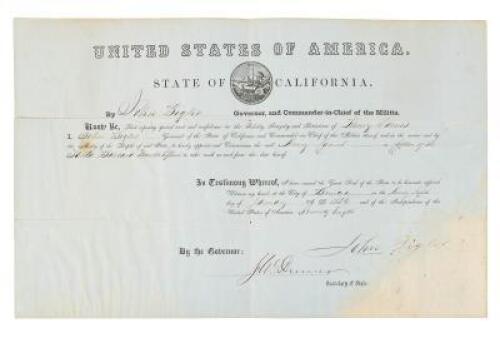 Certificate commissioning Henry Carnes as Captain of the Santa Barbara Mounted Riflemen