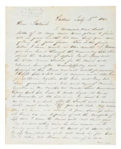 Pre-statehood Sacramento County California letter