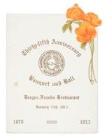 Thirty-fifth Anniversary Banquet and Ball Bergez-Franks Restaurant Jan. 12 1913