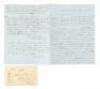 Political themed letter from Sacramento City California to Washington D.C. 1857