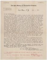 Printed Letter to Stockholders - 1905 Mining speculation by ‘New York Capitalists’ in Douglas Fairbanks’ hometown