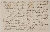Autograph Note, unsigned - Humorous and cryptic note about her son and in-laws