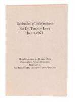 Declaration of Independence For Dr. Timothy Leary July 4, 1971