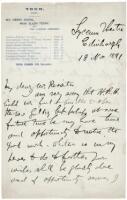 Autograph letter, in the hand of Bram Stoker, signed by Henry Irving