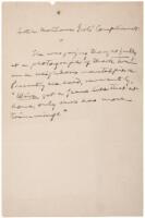 Autograph Manuscript Signed "Mark Twain" in text - a "compliment" from Mark Twain's new collection of compliments which he read at the 1908 Lotus Club dinner honoring him