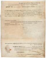 President Monroe grants land in the Northwest Territory for military service of a Virginia officer in the Revolutionary War who sold his land bounty to speculators who then sold it to the surveyor