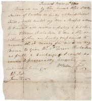 Manuscript Document signed by William Nelson granting power of attorney to Robert Joutt and Joseph Crocket, signed as witnesses by Charles Scott and James Wood