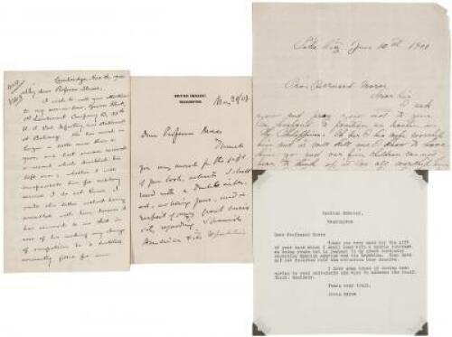 Lot of three letters to Professor Bernard Moses, relating to his service as U.S. Commissioner in the Philippines