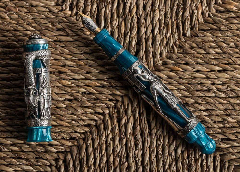 MONTEGRAPPA: Luxor Blue Nile Sterling Silver Limited Edition Fountain Pen