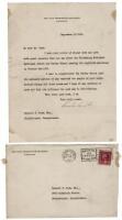 Typed Letter, signed, from Vice President Charles Curtis
