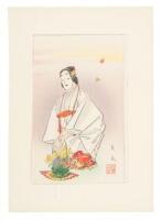 Seven woodblock prints from Twelve Months of Noh Pictures