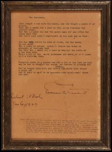 Original typescript poem, signed