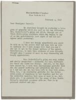 Typed Letter, signed to Monsignor Howard J. Carrol of the National Catholic Welfare Council