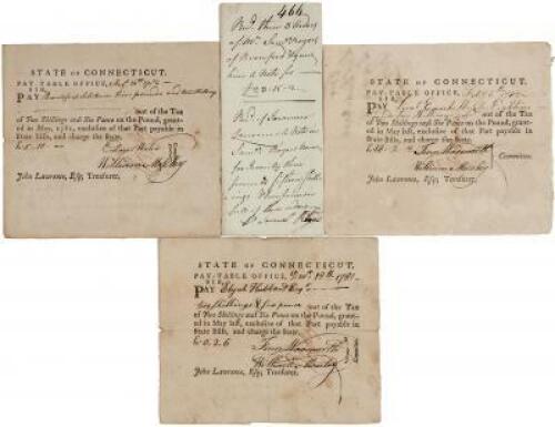 Three pay vouchers for service in the Continental Army, issued by State of Connecticut Pay-Table Office
