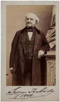 Carte de Visite of philanthropist George Peabody, signed by him