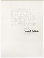 Gone With the Wind - With typed letter, signed, regarding her inability to autograph books