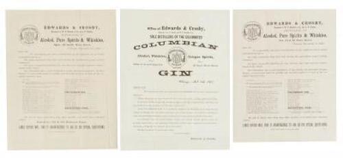 Three broadsides by Edwards & Crosby, Distillers