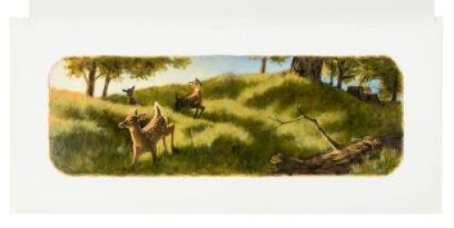 "All agreed and they began running around in a circle" - original oil painting from Bambi: A Life in the Woods