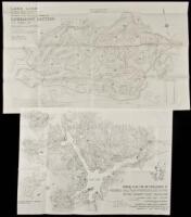 Two maps for land development around Lake Lure, North Carolina - showing the location of five golf courses in the area