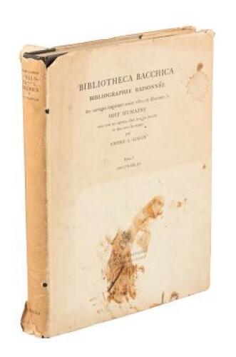 Bibliotheca Bacchica: bibliographie raisonnée des ouvrages imprimés avant 1800 et illustrant la soif humaine sous tous ses aspects, chez tous les peuples et dans tous les temps; Tome I: Incunables