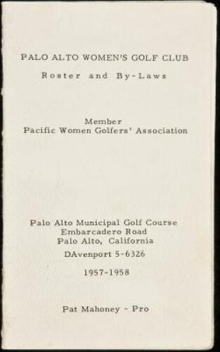 Palo Alto Women's Golf Club: Roster and By-Laws