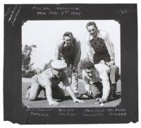 Three photographs from a 1949 golf tournament with notable baseball players participating