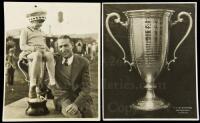 Two original photographs featuring Leo Diegel with daughter, and his name on the PGA trophy