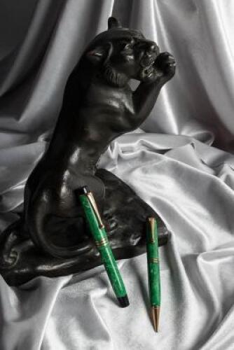 PARKER: Duofold Juniorette Fountain Pen and Propelling Pencil, Jade Green