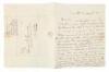 Fugitive slave as New York soldier in the War of 1812 - Autograph Letter Signed