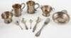 Ten sterling silver cups, spoons, etc., from the Tyler-Goodwyn family