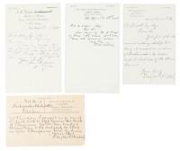 Four pieces of correspondence relating to Theodore Roosevelt's investment in the Teschemacher & DeBillier Cattle Company