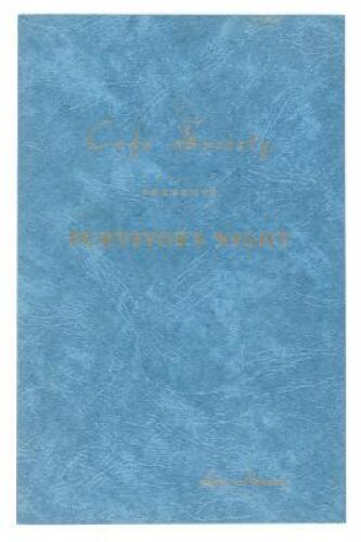 Menu, &ldquo;Caf&eacute; Society Presents Purveyor&rsquo;s Night&rdquo;: for investors San Francisco Black Jazz Club